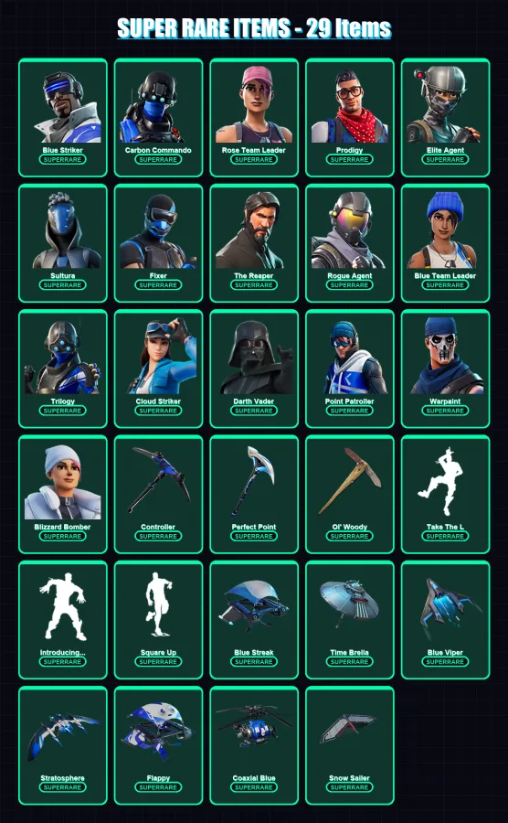 [PS4/PS5/XBOX/PC] | Blue Striker | Carbon Commando | Rose Team Leader | 214 skin | Lv2861