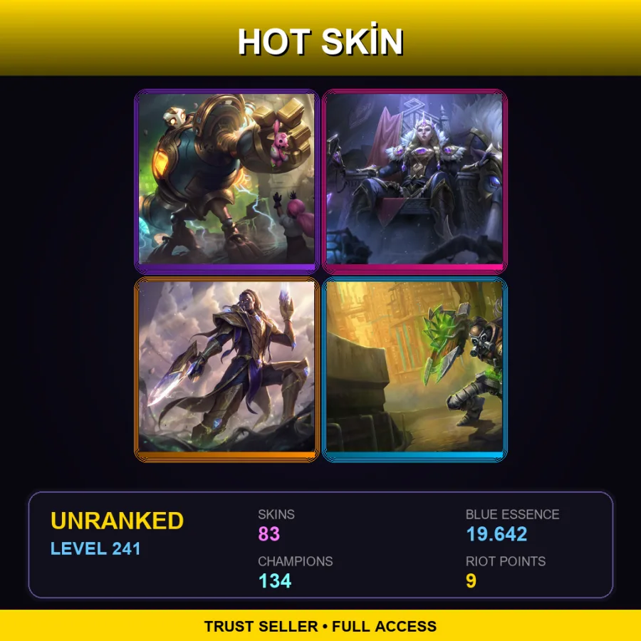 SG | Lv241 | Unranked | 83 Skin | 134 Champ