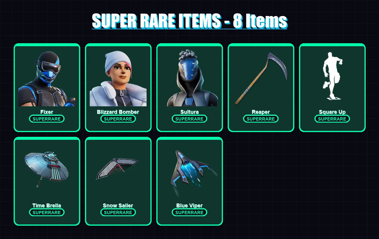 [PC/XBOX] | Fixer | Blizzard Bomber | Sultura | Ronin | Joey | 151 skin | 185 pickaxe | 116 emote | 124 glider | Lv2789