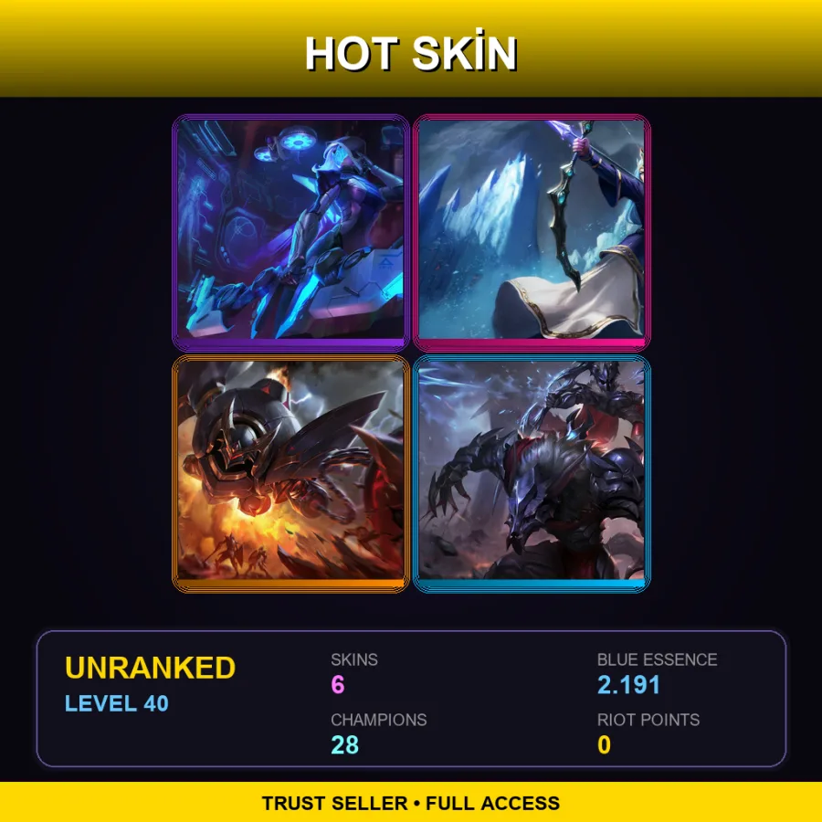 VN | Lv40 | Unranked | 6 Skin | 28 Champ