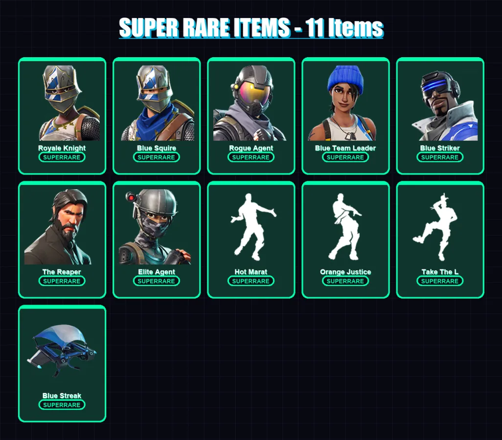 [PS4/PS5/XBOX/PC] | Royale Knight | Blue Squire | Rogue Agent | Blue Team Leader | Blue Striker | 48 skin | 66 pickaxe | 70 emote | 76 glider | Lv11 — Fortnite account