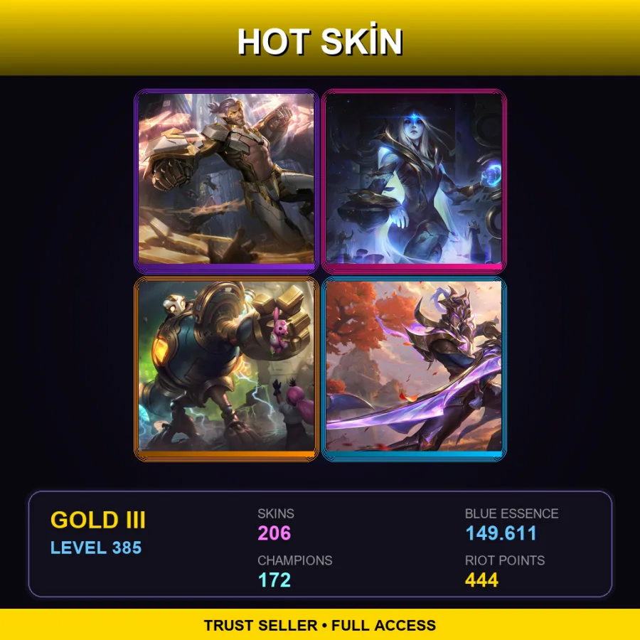 EUW | Lv385 | Gold III | 206 Skin | 172 Champ