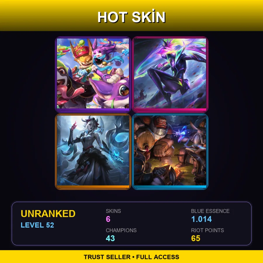 EUW | Lv52 | Unranked | 6 Skin | 43 Champ