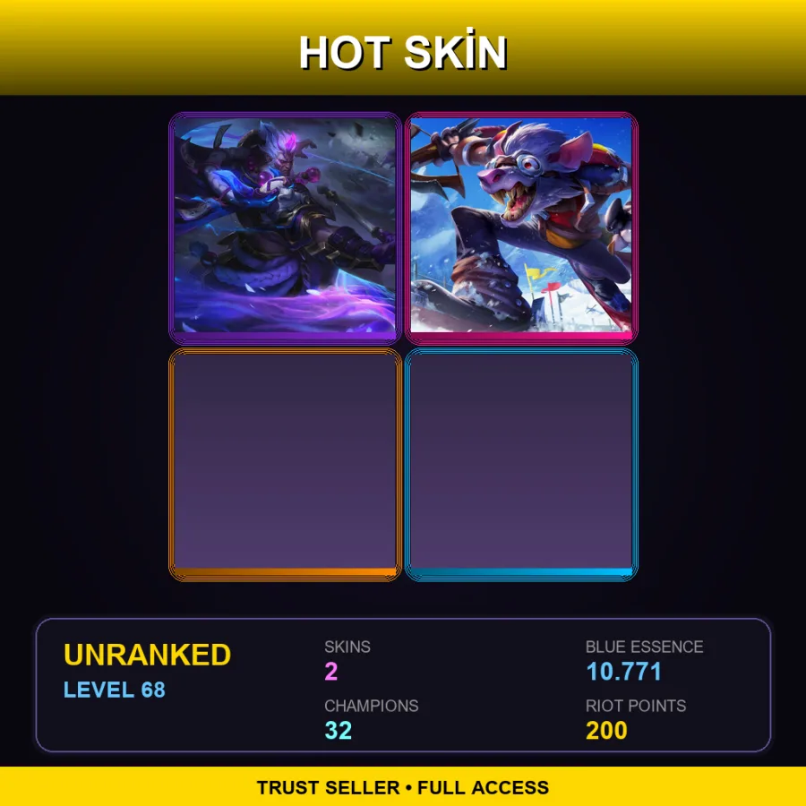 ME | Lv68 | Unranked | 2 Skin | 32 Champ — Unranked / Smurf League of Legends