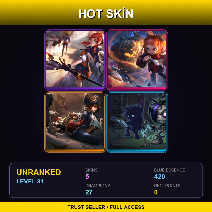 LAN | Lv31 | Unranked | 5 Skin | 27 Champ