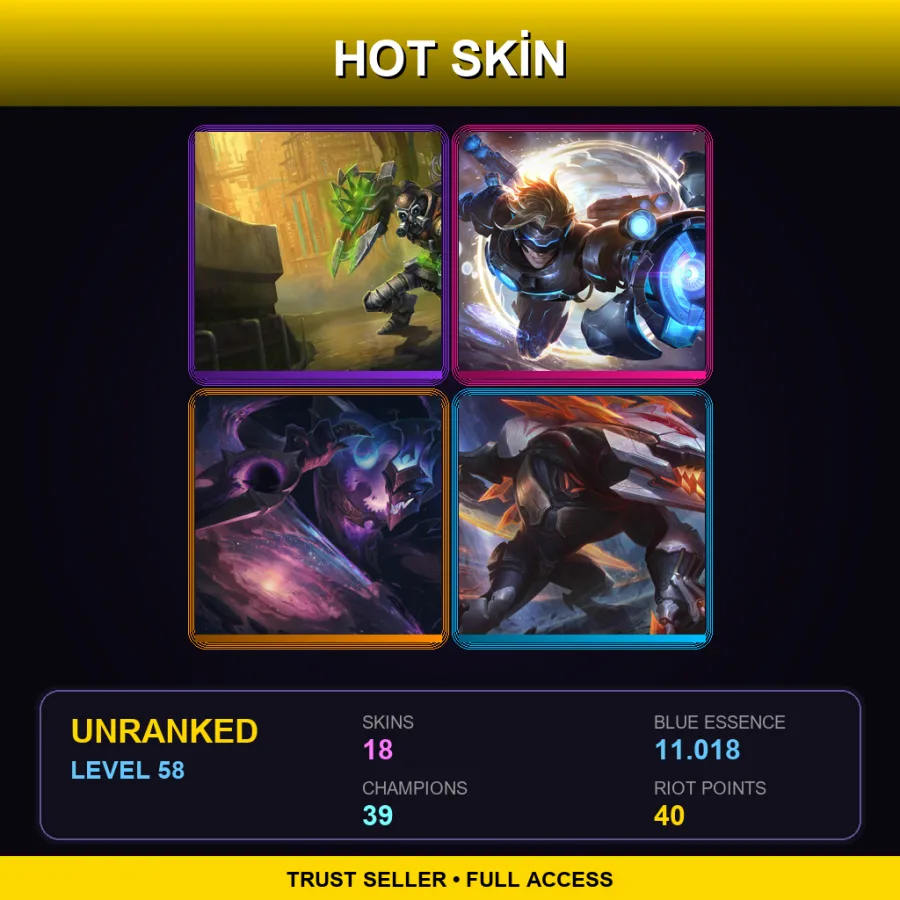 BR | Hextech Singed | Pulsefire Ezreal | Dark Star Shaco | PROJECT: Renekton | 18 Skin | 39 Champ | Lv58
