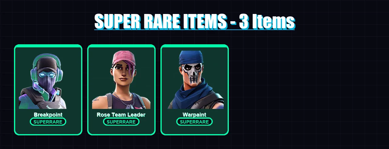 [PS4/PS5/XBOX/PC] | Breakpoint | Rose Team Leader | Warpaint | Blackheart | Catalyst | 15 skin | 12 pickaxe | 22 emote | 15 glider | Lv130