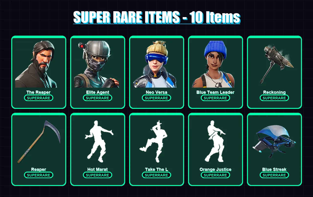 [PC/XBOX/PSN] | The Reaper | Elite Agent | Neo Versa | Blue Team Leader | Drift | 85 skin | 61 pickaxe | 88 emote | 79 glider | Lv1461