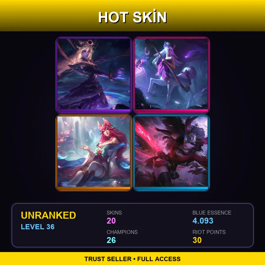 NA | Lv36 | Unranked | 20 Skin | 26 Champ — LoL account
