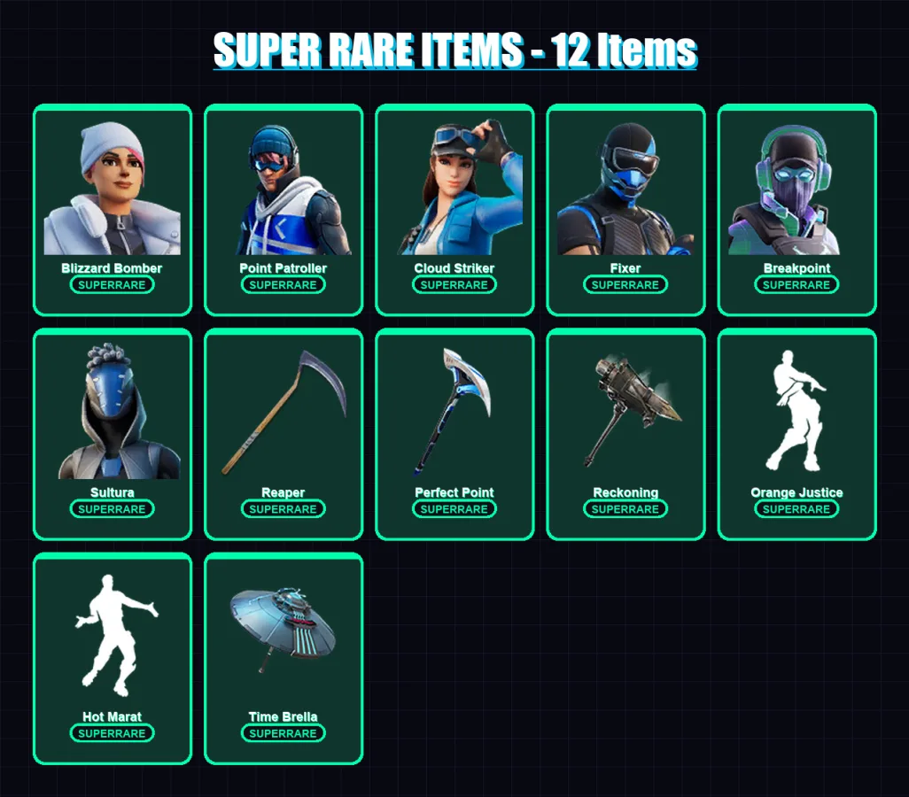 [PC/XBOX] | Blizzard Bomber | Point Patroller | Cloud Striker | Fixer | Breakpoint | 118 skin | 120 pickaxe | 108 emote | 116 glider | Lv2050