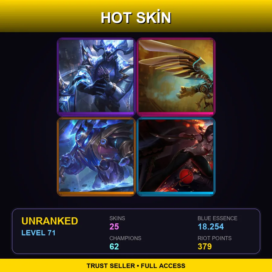 SG | Lv71 | Unranked | 25 Skin | 62 Champ — LoL account