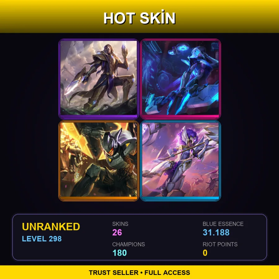 TR | Lv298 | Unranked | 26 Skin | 180 Champ — LoL account