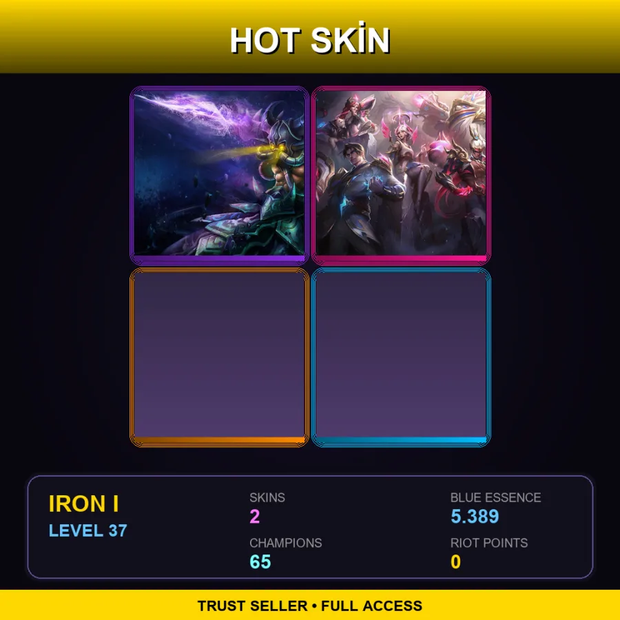 SG | Lv37 | Iron I | 2 Skin | 65 Champ — LoL account