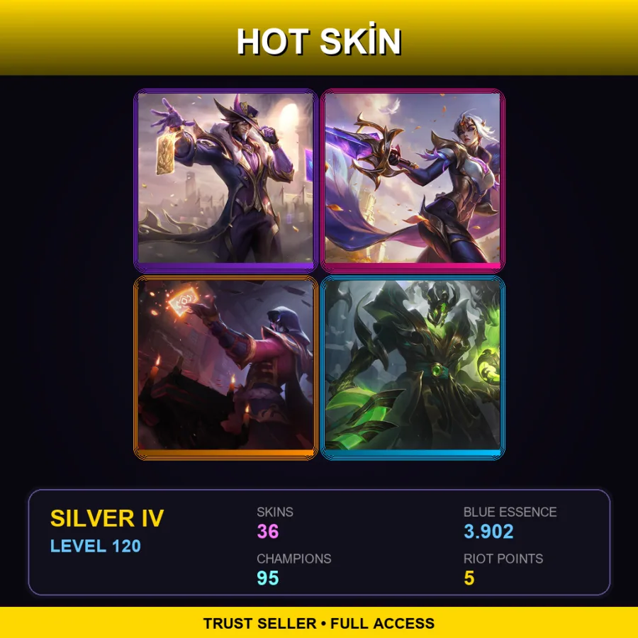 EUNE | Lv120 | Silver IV | 36 Skin | 95 Champ