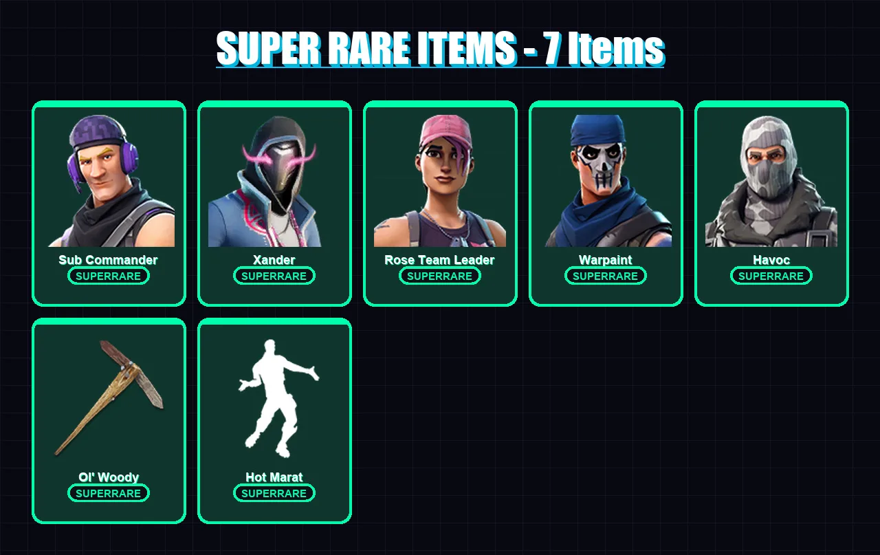 [PC/XBOX/PSN] | Sub Commander | Xander | Rose Team Leader | Warpaint | Havoc | 59 skin | 100 pickaxe | 66 emote | 78 glider | Lv1329 — Fortnite account