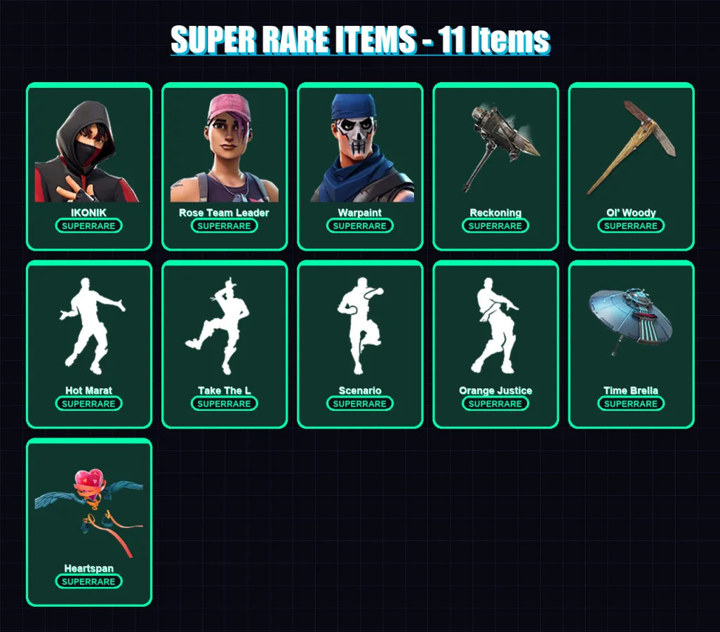 [PC/PSN] | IKONIK | Rose Team Leader | Warpaint | Gear Specialist Maya | Omega | 162 skin | 153 pickaxe | 159 emote | 160 glider | Lv2388
