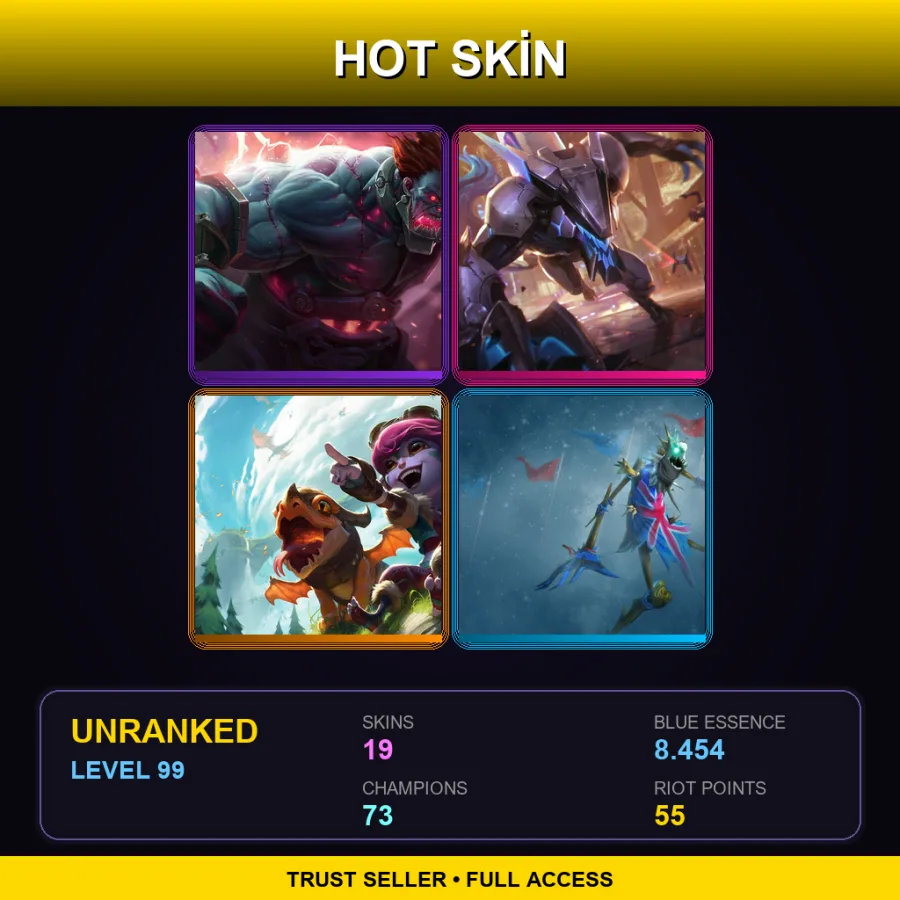 BR | Lv99 | Unranked | 19 Skin | 73 Champ — LoL account