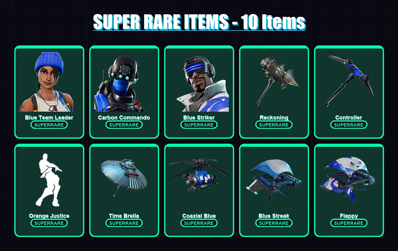 [PS4/PS5/XBOX/PC] | Blue Team Leader | Carbon Commando | Blue Striker | Sentinel | Rox | 94 skin | 117 pickaxe | 109 emote | 108 glider | Lv1607