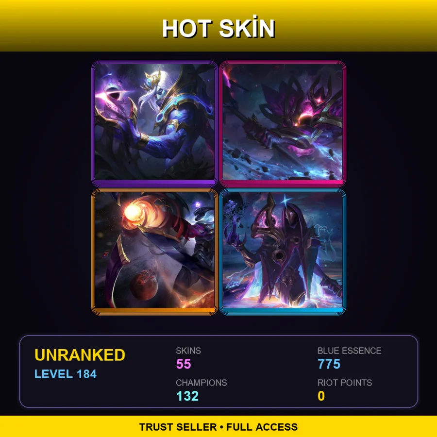 EUW | Lv184 | Unranked | 55 Skin | 132 Champ