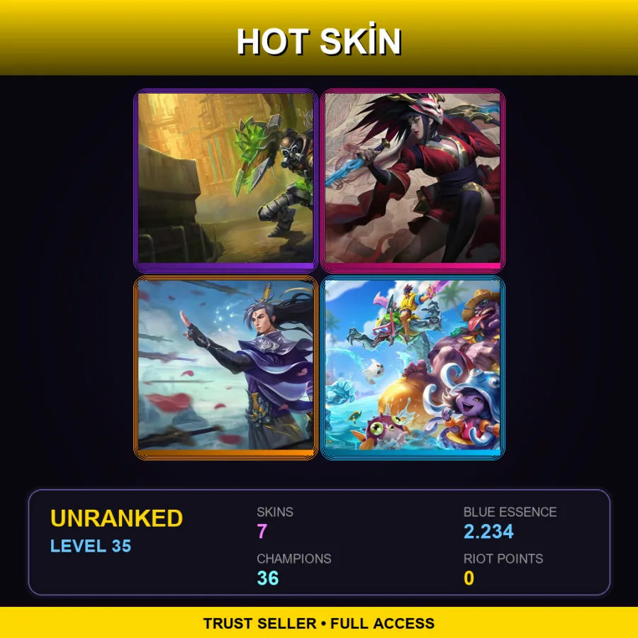 LAN | Lv35 | Unranked | 7 Skin | 36 Champ — LoL account