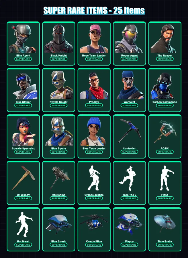 [PC/XBOX] | Elite Agent | Black Knight | Rose Team Leader | Rogue Agent | The Reaper | 65 skin | 50 pickaxe | 64 emote | 67 glider | Lv759