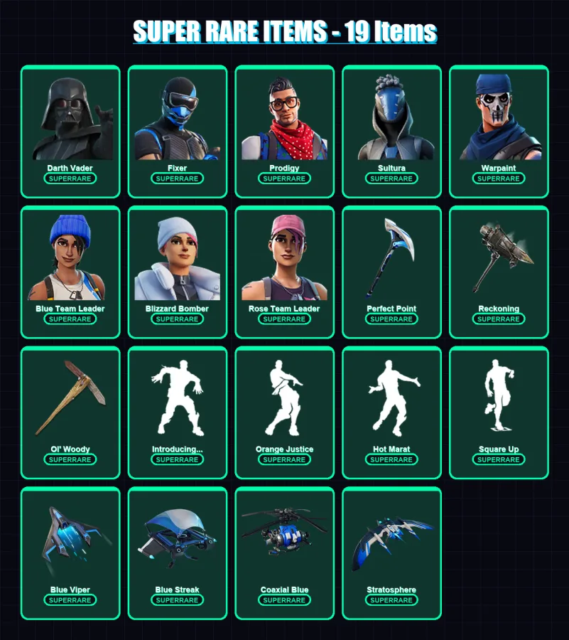 [PS4/PS5/XBOX/PC] | Darth Vader | Fixer | Prodigy | Sultura | Warpaint | 118 skin | 117 pickaxe | 132 emote | 129 glider | Lv1619