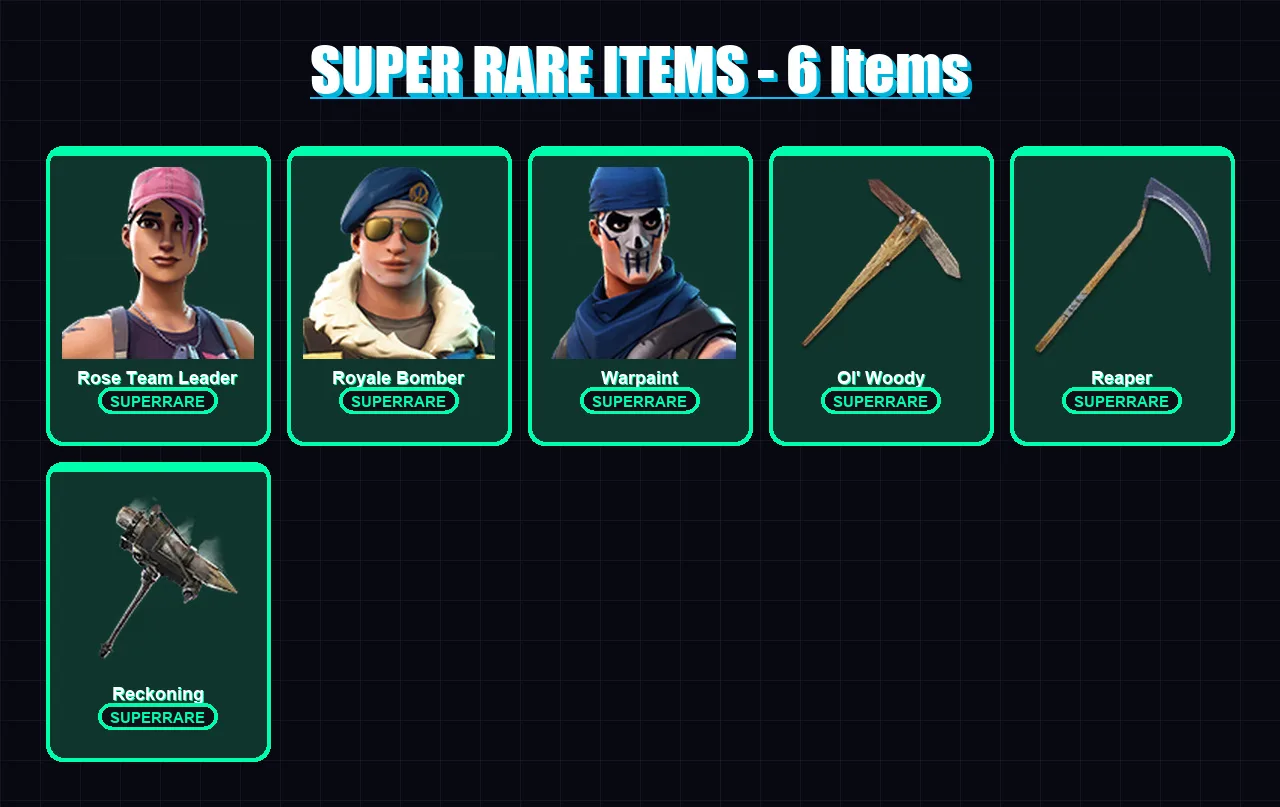 [PC/XBOX/PSN] | Rose Team Leader | Royale Bomber | Warpaint | Dire | Joey | 117 skin | 181 pickaxe | 177 emote | 125 glider | Lv3867