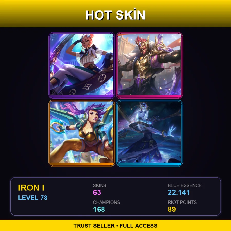 VN | Lv78 | Iron I | 63 Skin | 168 Champ