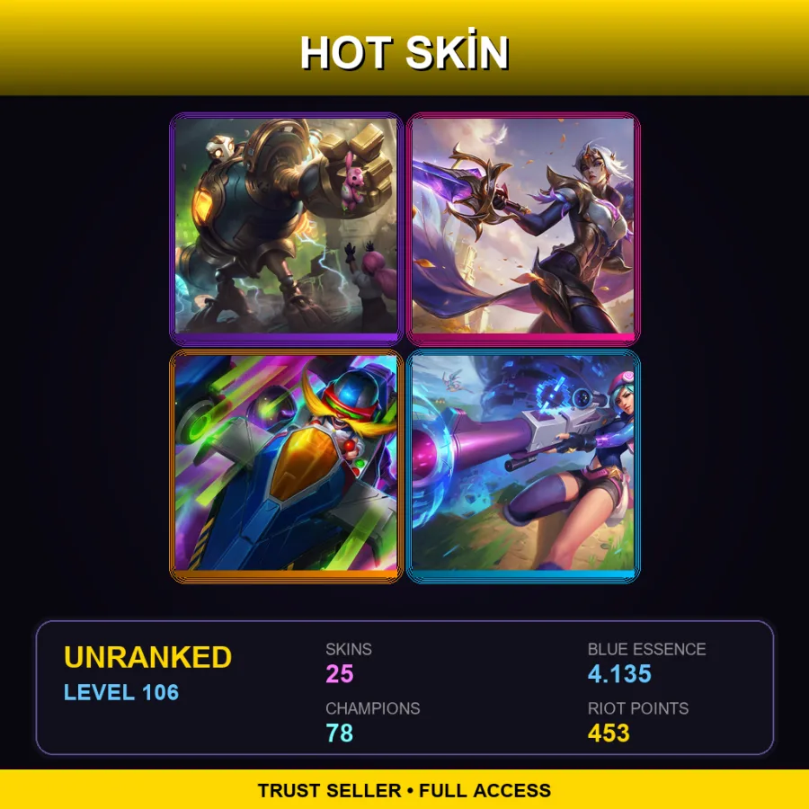 EUW | Lv106 | Unranked | 25 Skin | 78 Champ — LoL account