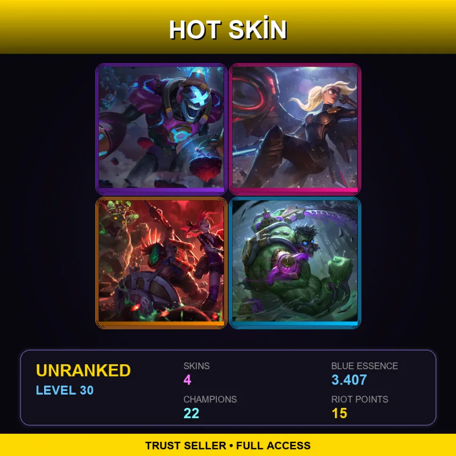 EUW | Lv30 | Unranked | 4 Skin | 22 Champ