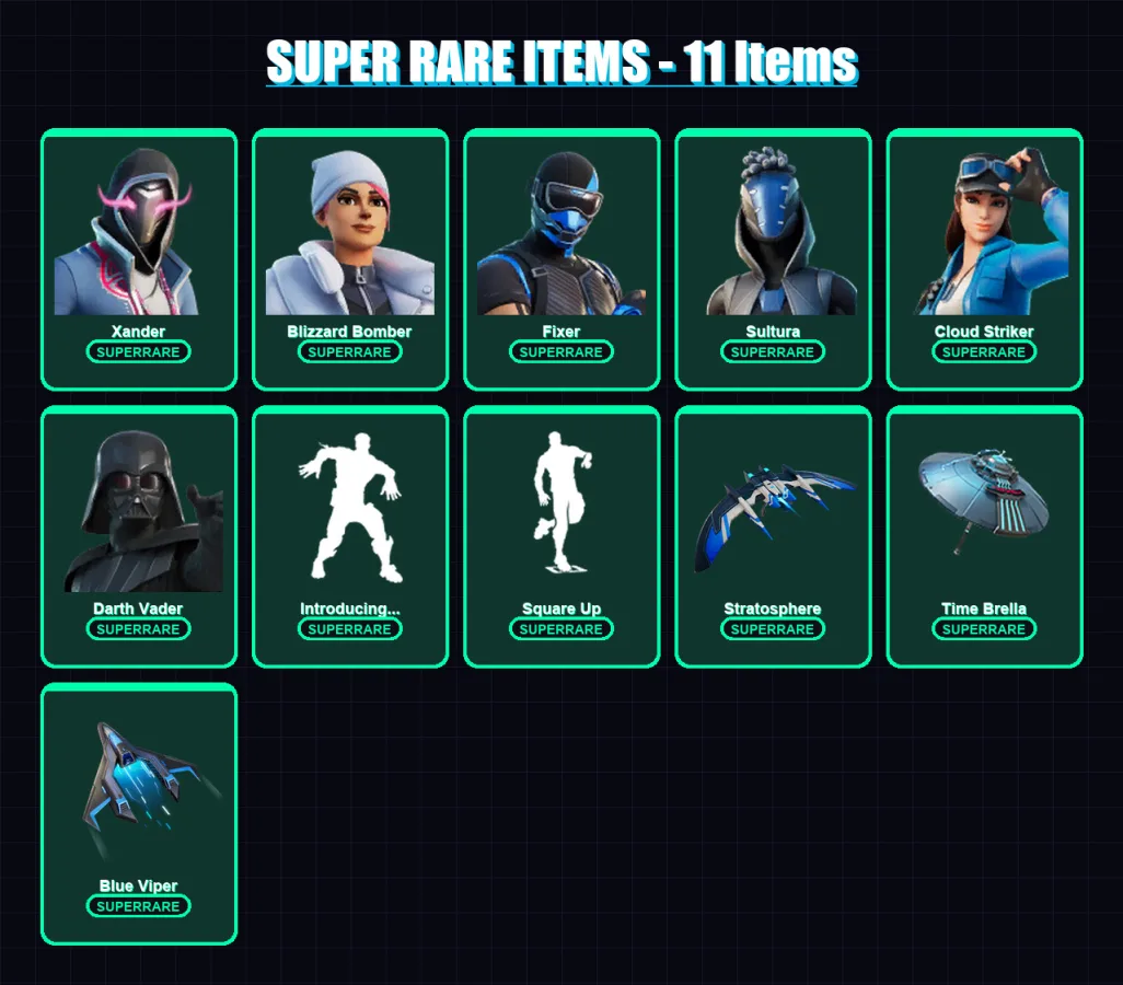 [PS4/PS5/XBOX/PC] | Xander | Blizzard Bomber | Fixer | Sultura | Cloud Striker | 92 skin | 95 pickaxe | 62 emote | 72 glider | Lv847