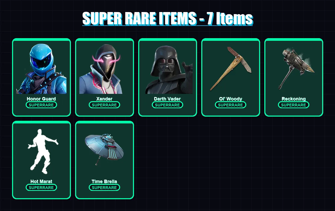[PS4/PS5/XBOX/PC] | Honor Guard | Xander | Darth Vader | The Origin | Ruin | 230 skin | 256 pickaxe | 225 emote | 210 glider | Lv3990
