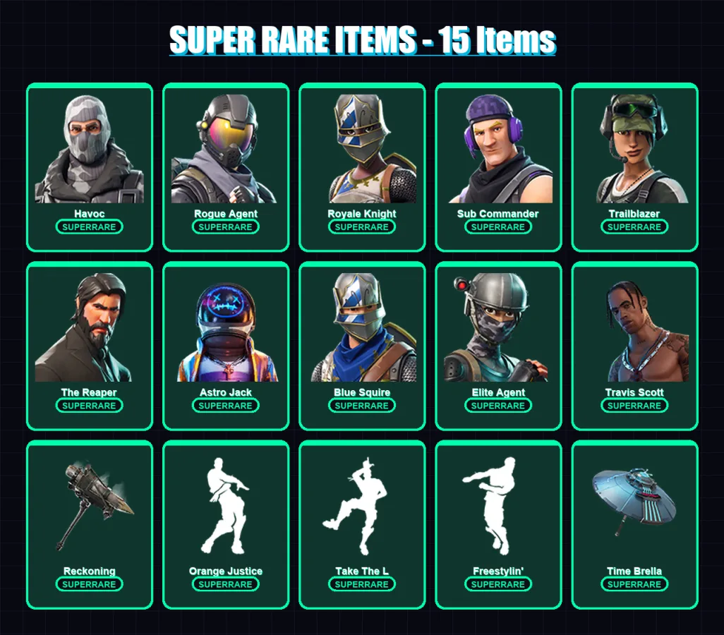 [PC/PSN] | Havoc | Rogue Agent | Royale Knight | Sub Commander | Trailblazer | 262 skin | 246 pickaxe | 152 emote | 184 glider | Lv2545