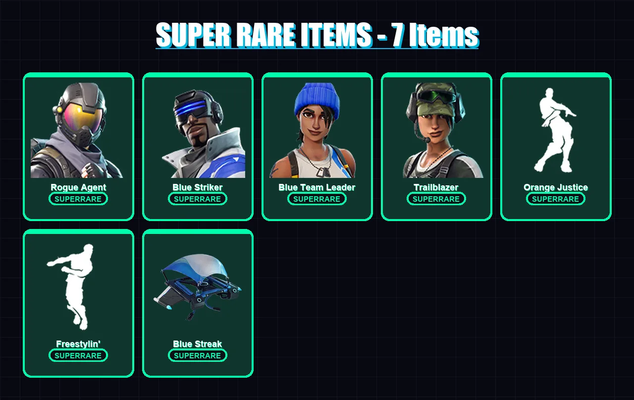 [PS4/PS5/XBOX/PC] | Rogue Agent | Blue Striker | Blue Team Leader | Trailblazer | Blackheart | 22 skin | 17 pickaxe | 20 emote | 20 glider | Lv307 — Fortnite account