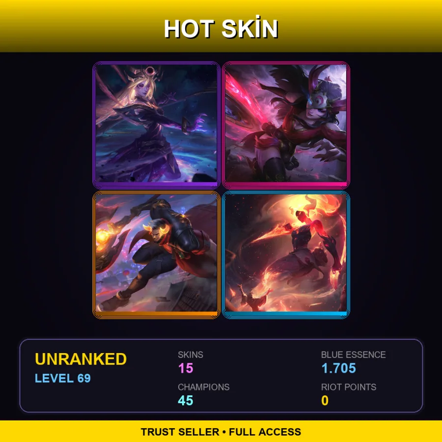 NA | Lv69 | Unranked | 15 Skin | 45 Champ — Unranked / Smurf League of Legends