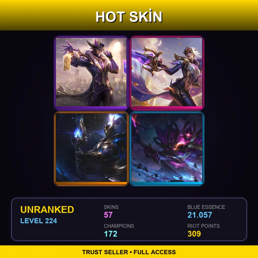 ME | Lv224 | Unranked | 57 Skin | 172 Champ — Coven Nilah