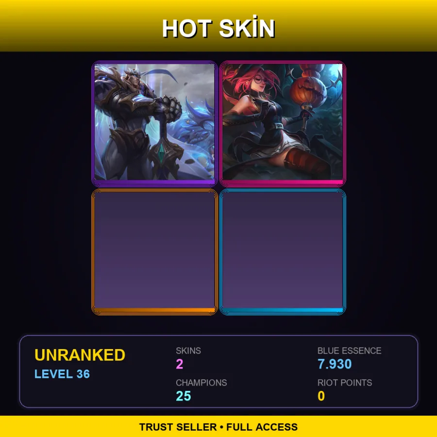 EUW | Lv36 | Unranked | 2 Skin | 25 Champ — LoL account