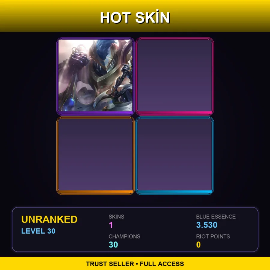 EUW | Lv30 | Unranked | 1 Skin | 30 Champ — LoL account