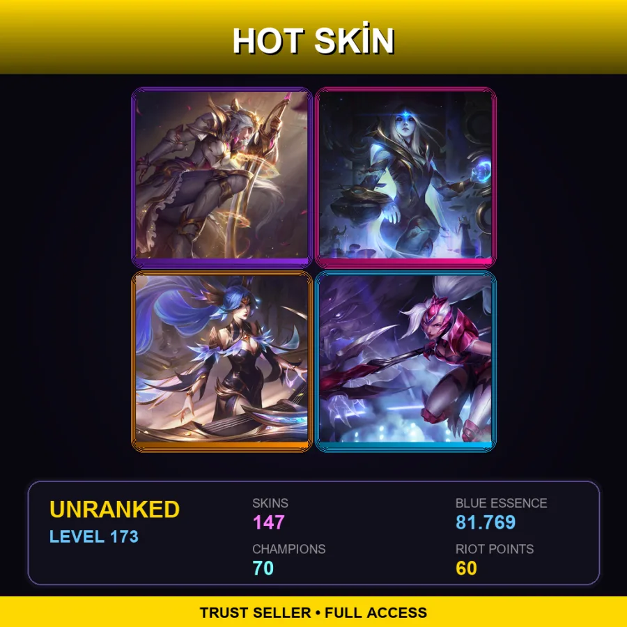 NA | Lv173 | Unranked | 147 Skin | 70 Champ