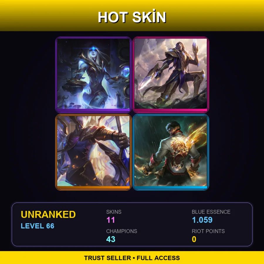 EUNE | Lv66 | Unranked | 11 Skin | 43 Champ — Riot Kayle