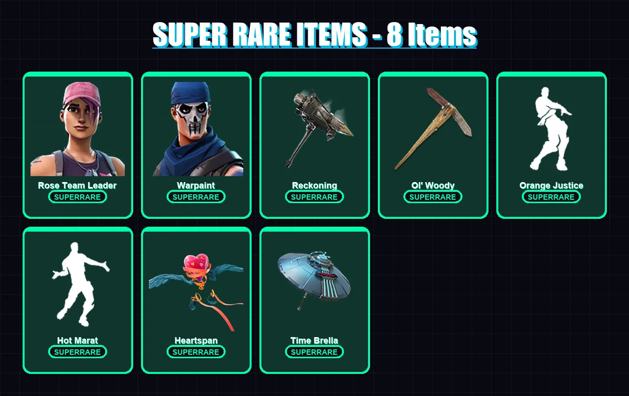 [PC/PSN] | Rose Team Leader | Warpaint | Calamity | Wild Card | Lynx | 58 skin | 43 pickaxe | 68 emote | 49 glider | Lv498