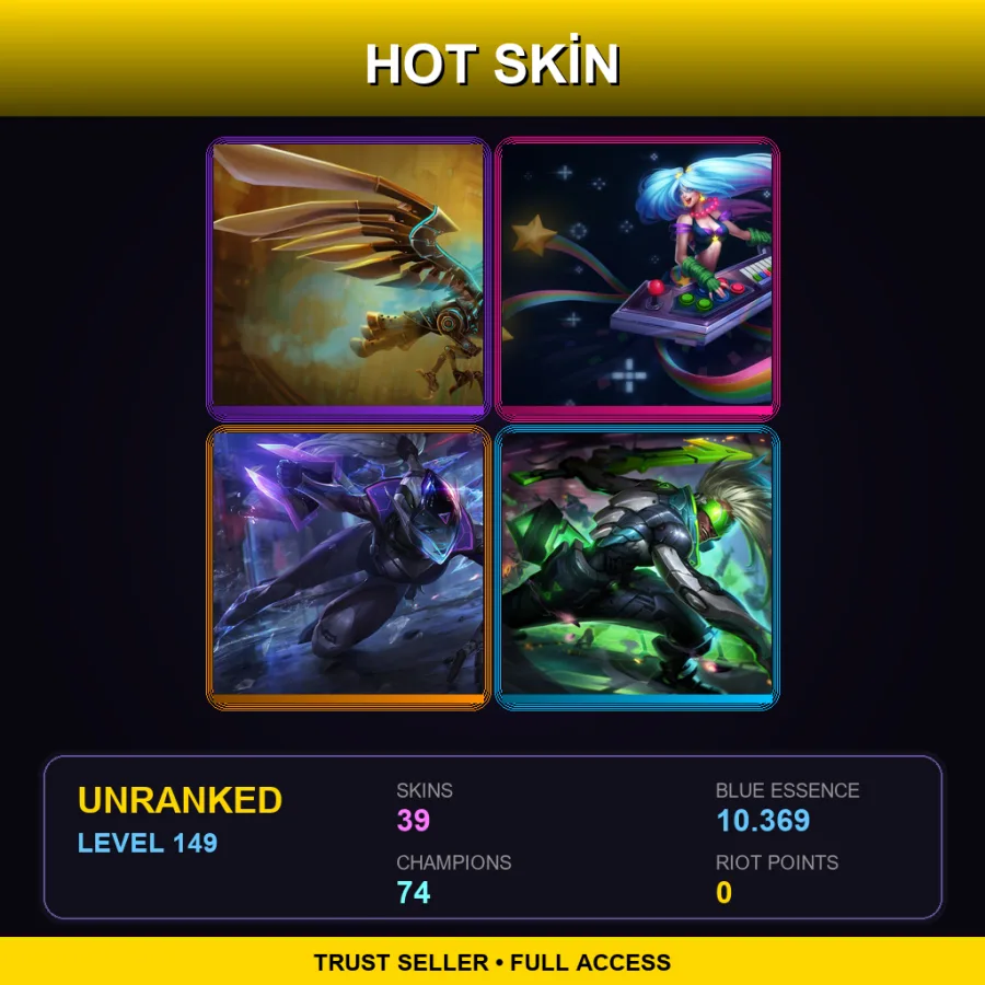 VN | Hextech Anivia | Arcade Sona | PROJECT: Vayne | PROJECT: Ekko | 39 Skin | 74 Champ | Lv149
