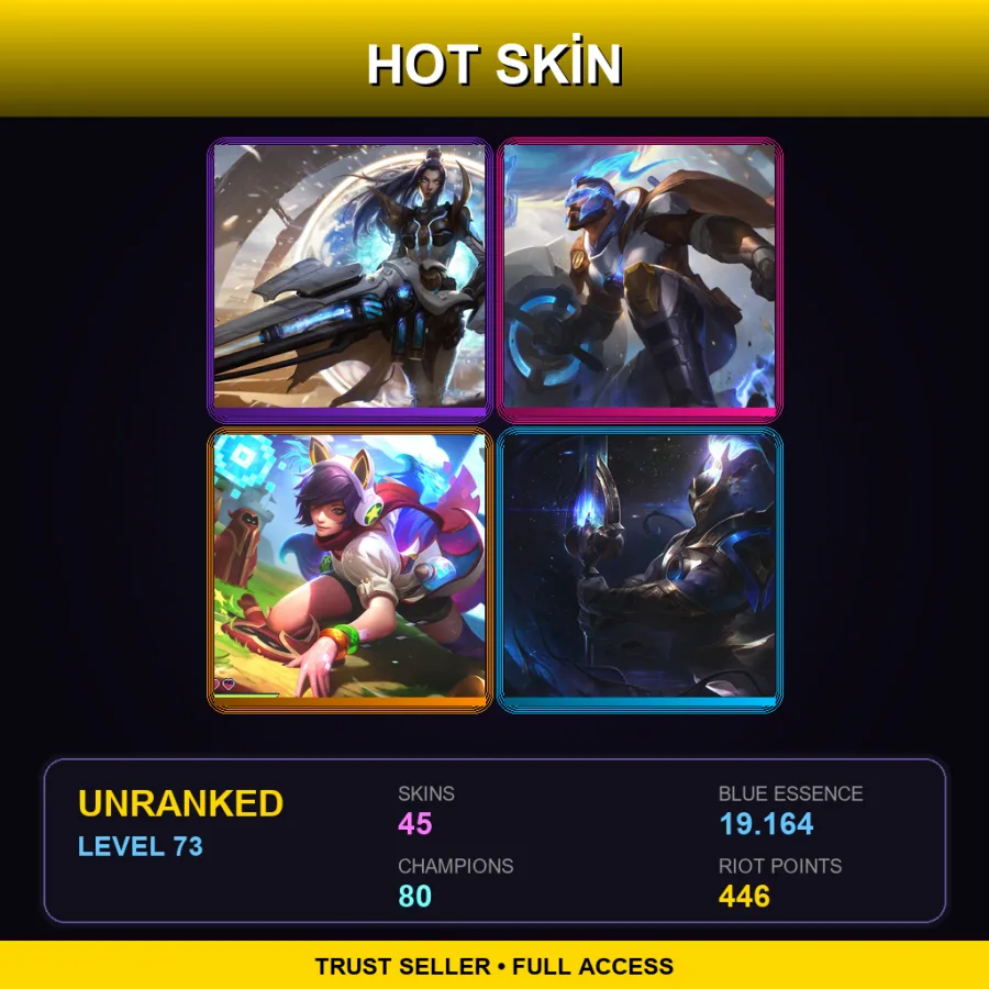 EUNE | Lv73 | Unranked | 45 Skin | 80 Champ — LoL account