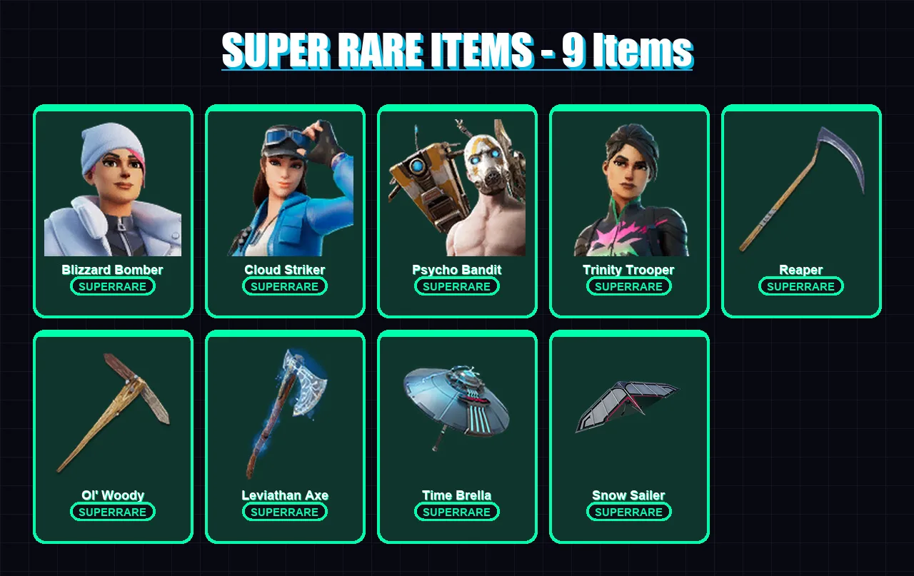 [PC] | Blizzard Bomber | Cloud Striker | Psycho Bandit | Trinity Trooper | Spectra Knight | 337 skin | 313 pickaxe | 218 emote | 214 glider | Lv4351