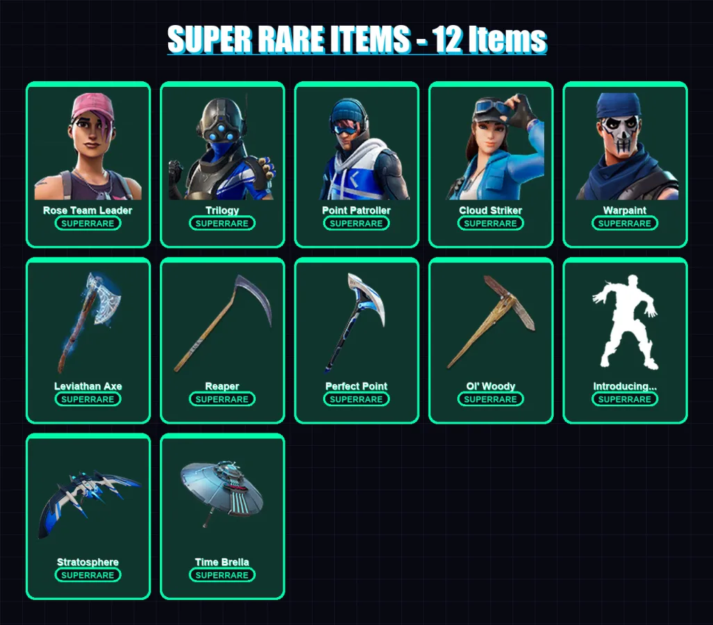 [PC/XBOX/PSN] | Rose Team Leader | Trilogy | Point Patroller | Cloud Striker | Warpaint | 105 skin | 150 pickaxe | 121 emote | 108 glider | Lv1967 — Fortnite account