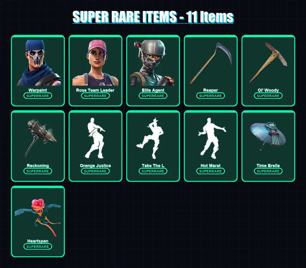 [PC/XBOX/PSN] | Warpaint | Rose Team Leader | Elite Agent | Raven | Lynx | 85 skin | 83 pickaxe | 80 emote | 80 glider | Lv979