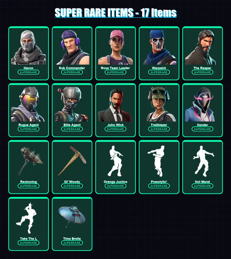 [PC/XBOX/PSN] | Havoc | Sub Commander | Rose Team Leader | Warpaint | The Reaper | 97 skin | 105 pickaxe | 97 emote | 97 glider | Lv1024 — Fortnite account