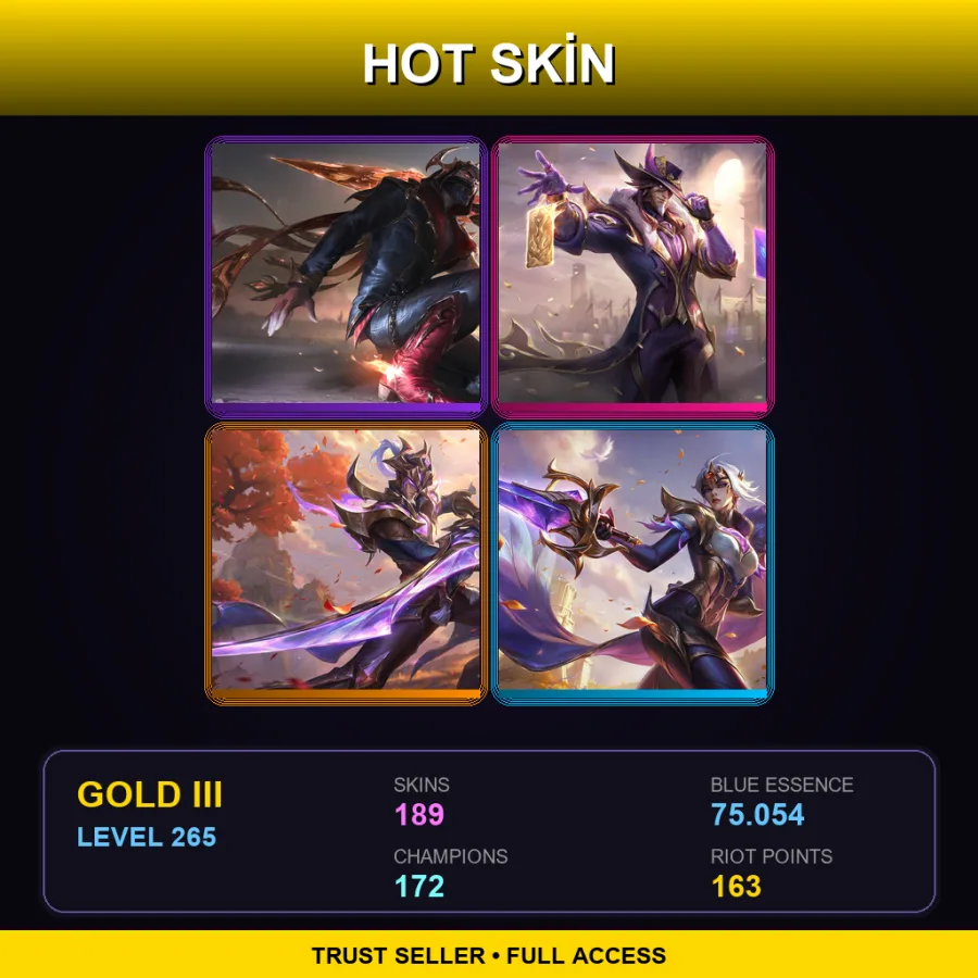 SG | Lv265 | Gold III | 189 Skin | 172 Champ