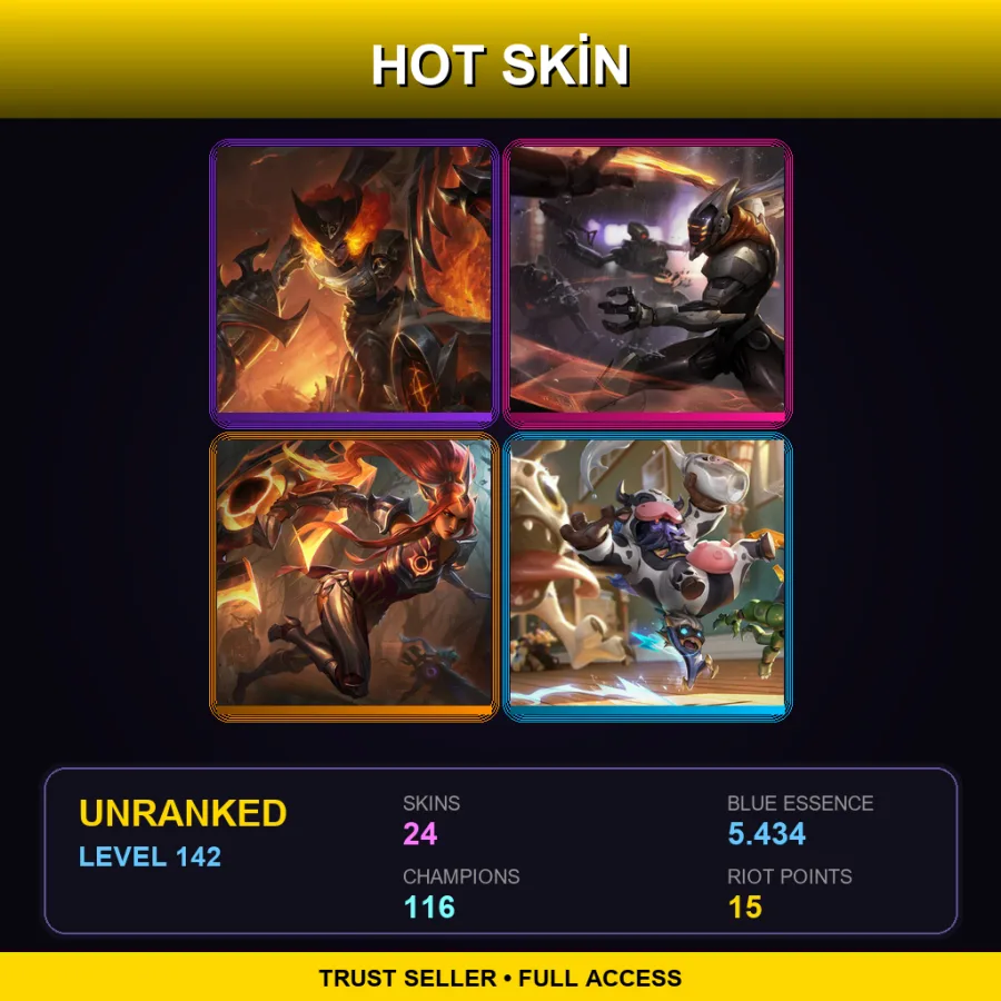 LAS | Lv142 | Unranked | 24 Skin | 116 Champ — LoL account