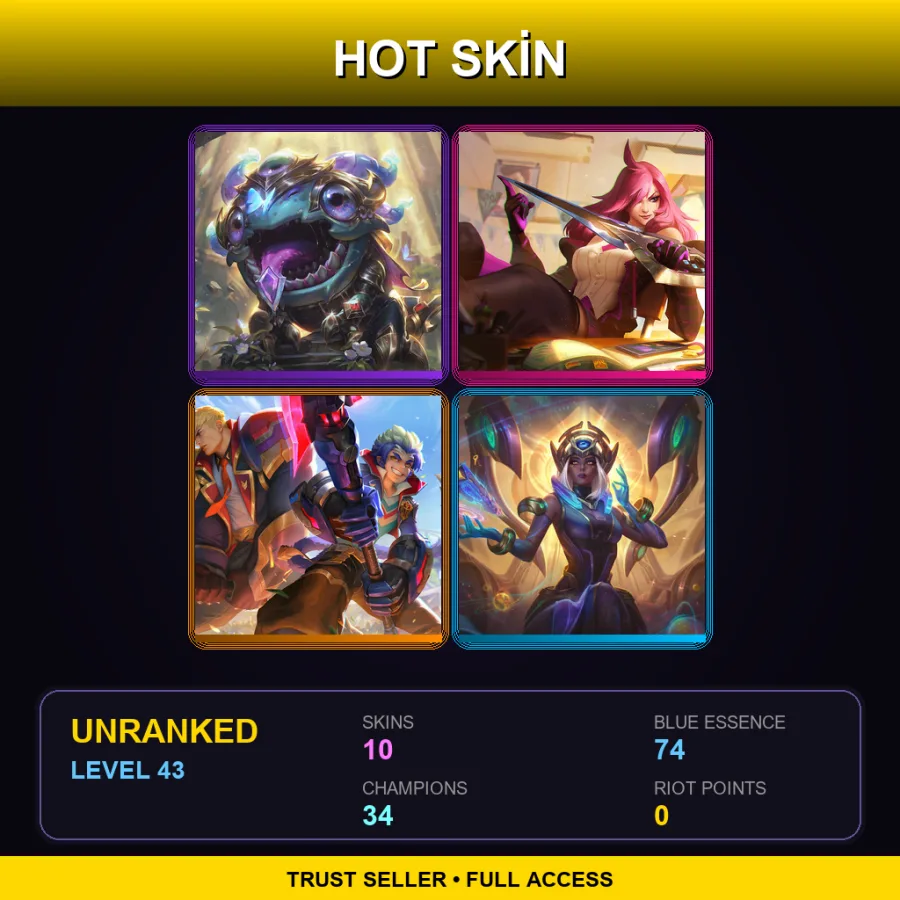 EUNE | Lv43 | Unranked | 10 Skin | 34 Champ